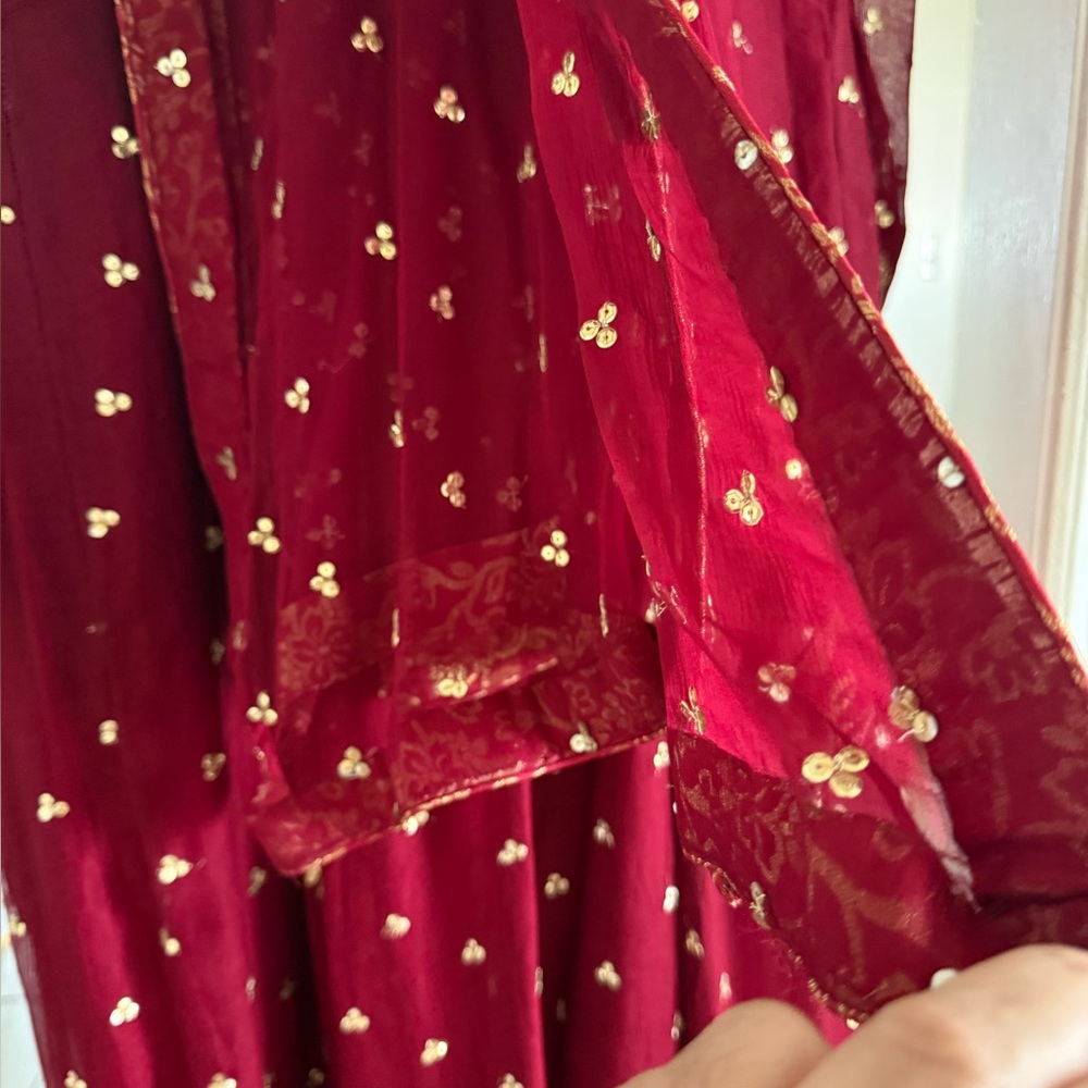 Elegant Red and Gold Embellished dress